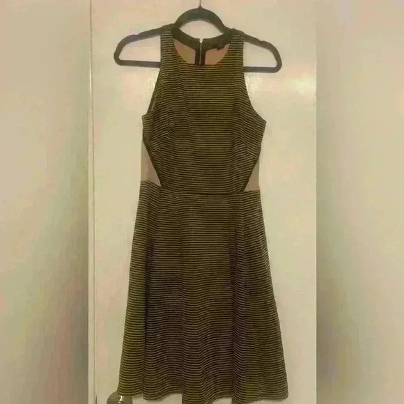 Sleeveless Black and Tan Dress with side pockets - Picture 1 of 3